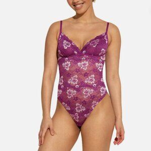 Cosabella Savona Floral Lace Coquette Fairy Violet Teddy Intimate Bodysuit M